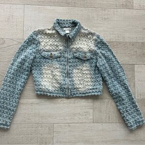 Textured Cropped denim Jacket